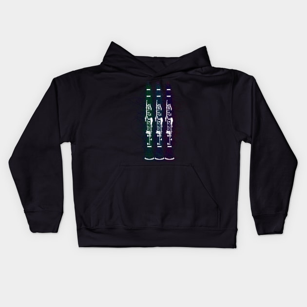 Scribble Clarinets Kids Hoodie by Dawn Anthes